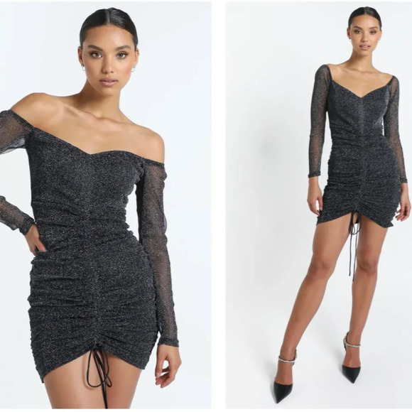 SHOWPO When I Get Home cocktail party dress, mesh lurex - size 0 - Picture 1 of 9